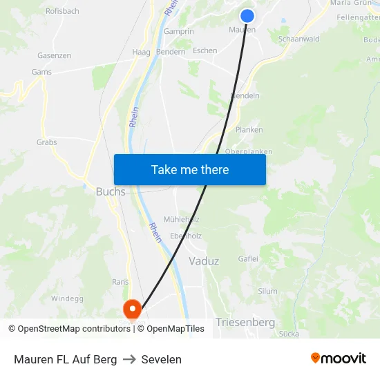 Mauren FL Auf Berg to Sevelen map