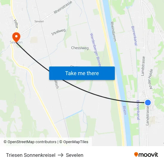 Triesen Sonnenkreisel to Sevelen map