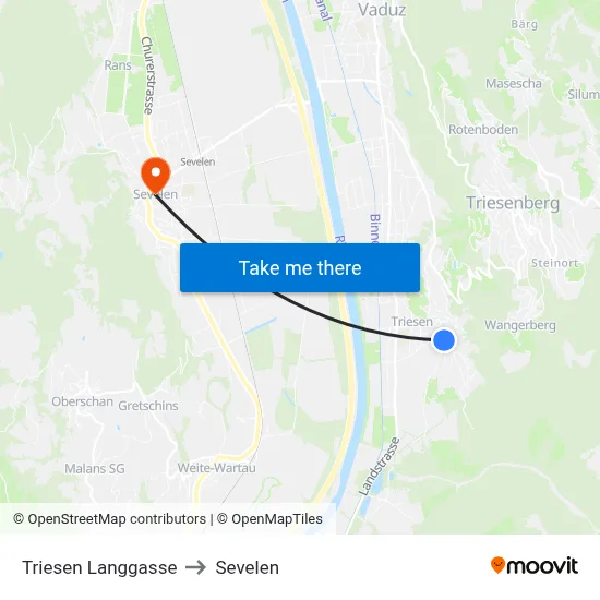 Triesen Langgasse to Sevelen map