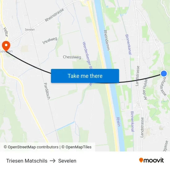 Triesen Matschils to Sevelen map