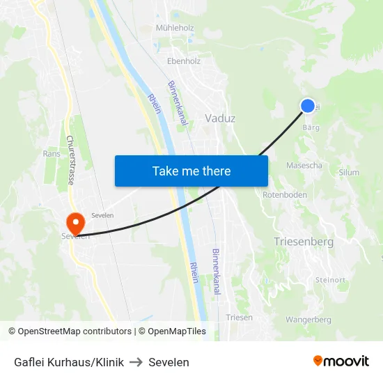 Gaflei Kurhaus/Klinik to Sevelen map