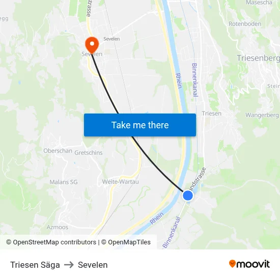 Triesen Säga to Sevelen map