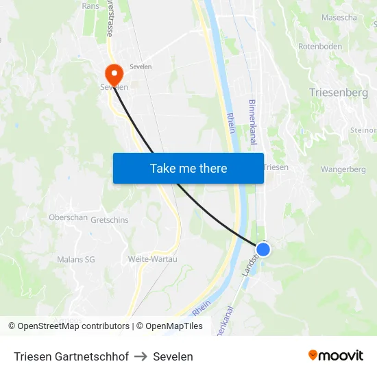 Triesen Gartnetschhof to Sevelen map