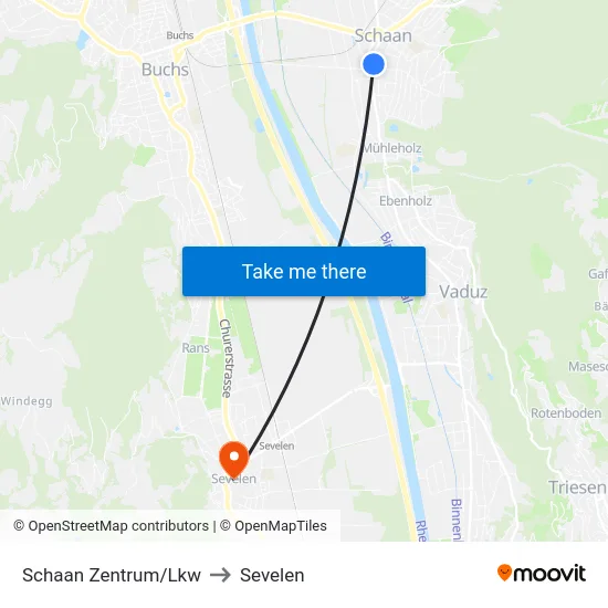 Schaan Zentrum/Lkw to Sevelen map
