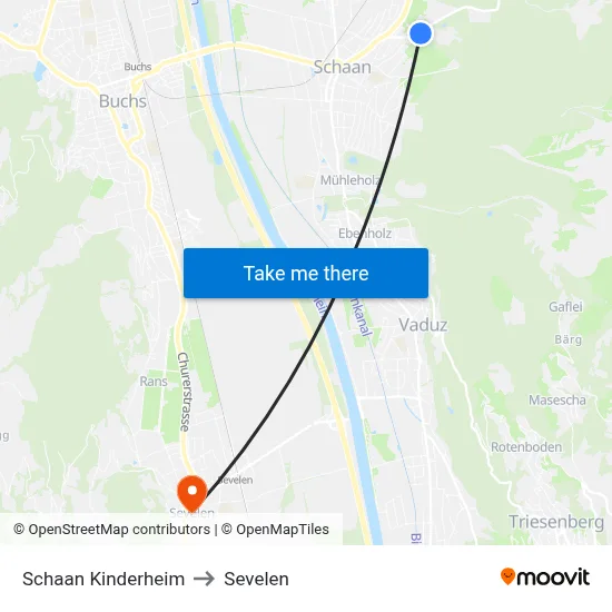 Schaan Kinderheim to Sevelen map