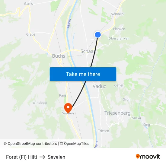 Forst (Fl) Hilti to Sevelen map