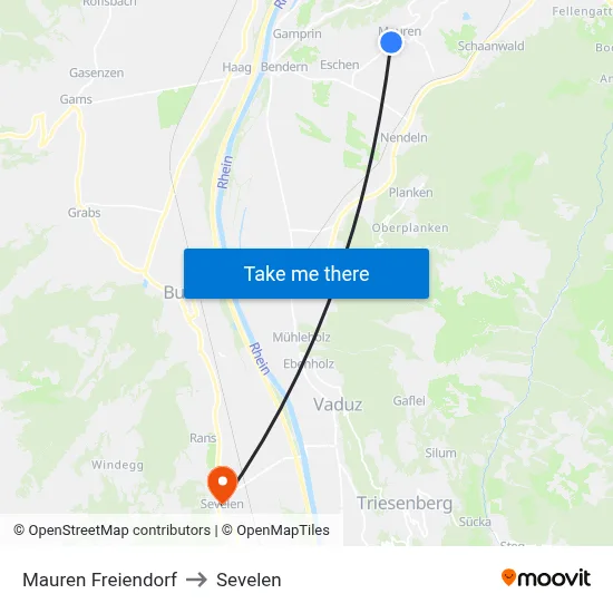 Mauren Freiendorf to Sevelen map