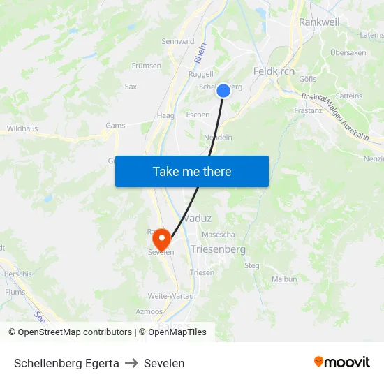 Schellenberg Egerta to Sevelen map