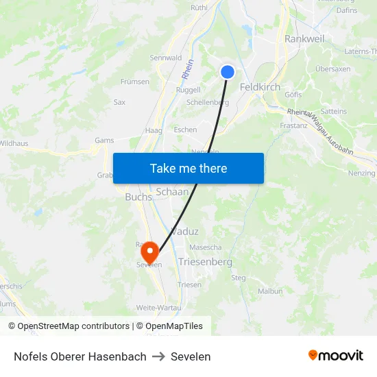 Nofels Oberer Hasenbach to Sevelen map