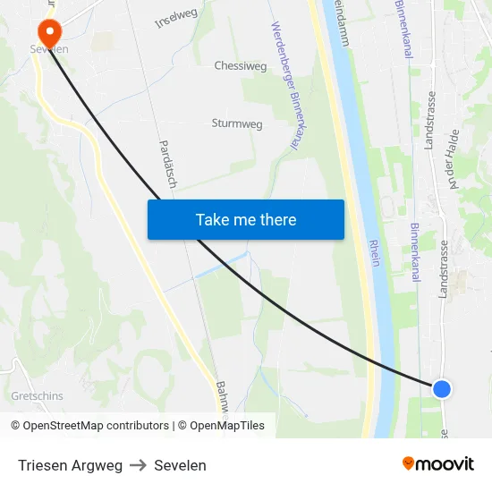 Triesen Argweg to Sevelen map