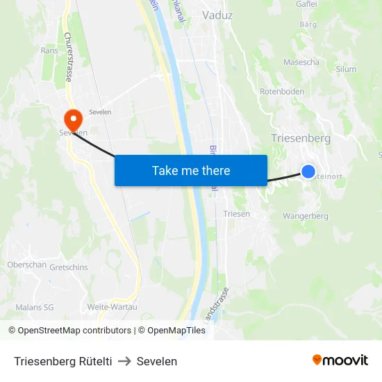 Triesenberg Rütelti to Sevelen map