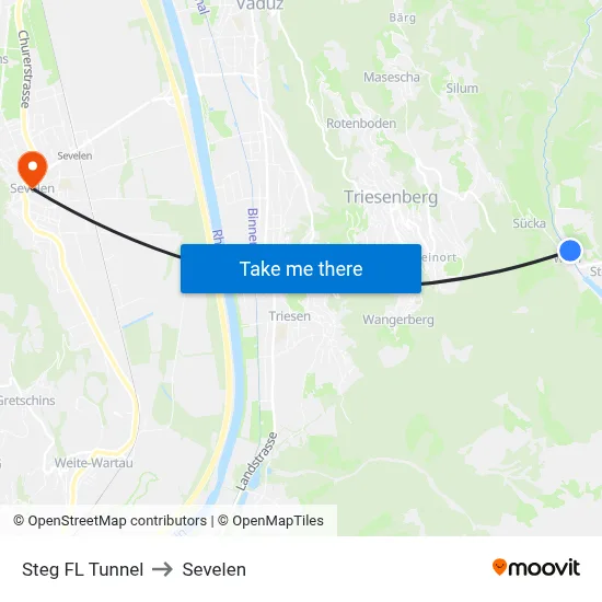 Steg FL Tunnel to Sevelen map