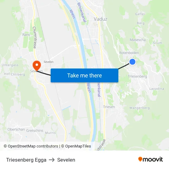 Triesenberg Egga to Sevelen map