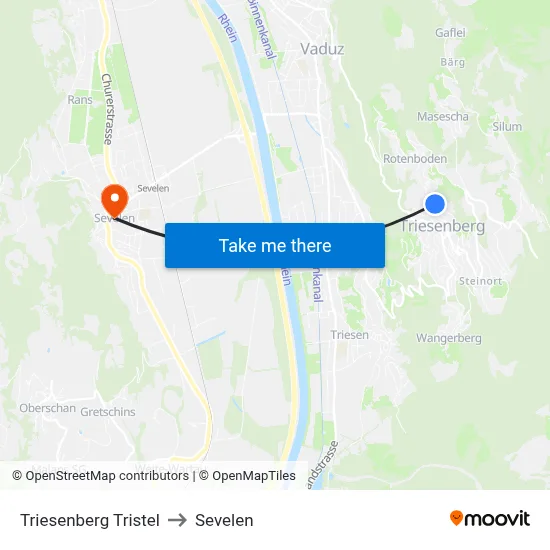 Triesenberg Tristel to Sevelen map