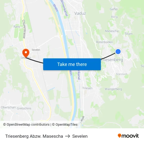 Triesenberg Abzw. Masescha to Sevelen map