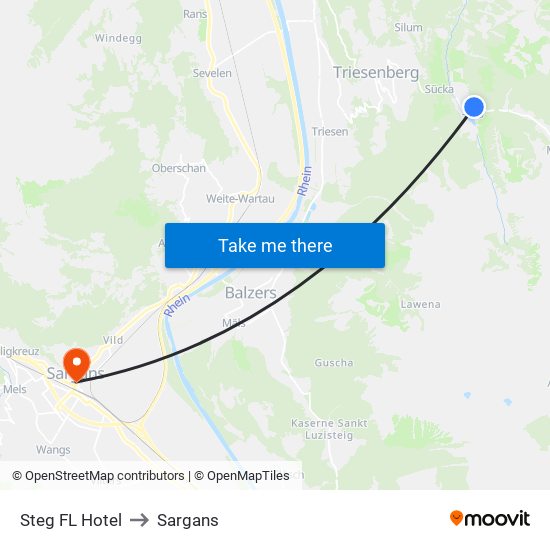 Steg FL Hotel to Sargans map