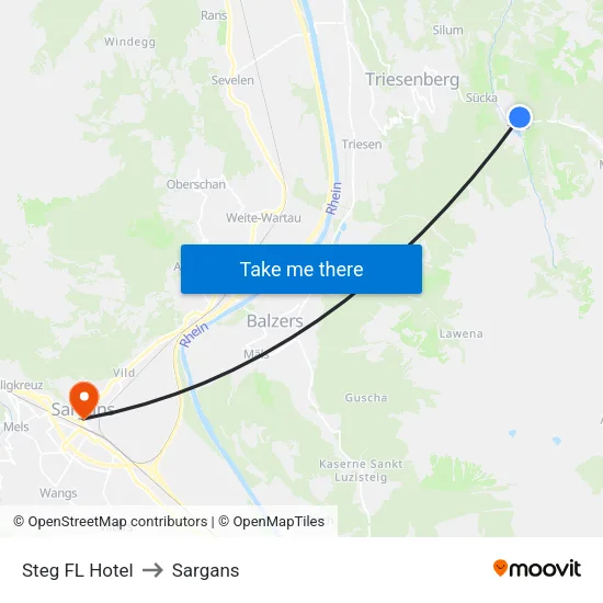 Steg FL Hotel to Sargans map