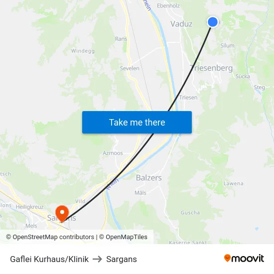 Gaflei Kurhaus/Klinik to Sargans map