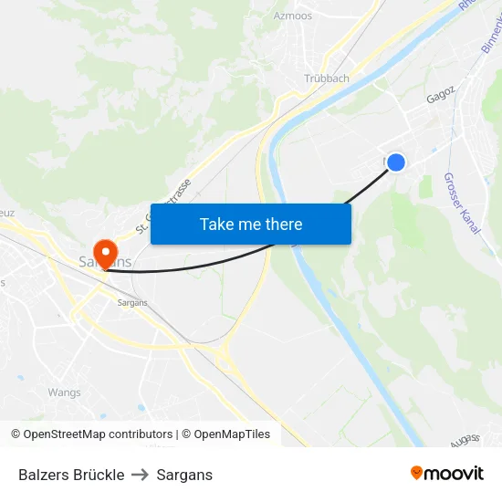 Balzers Brückle to Sargans map