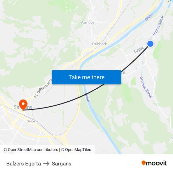 Balzers Egerta to Sargans map