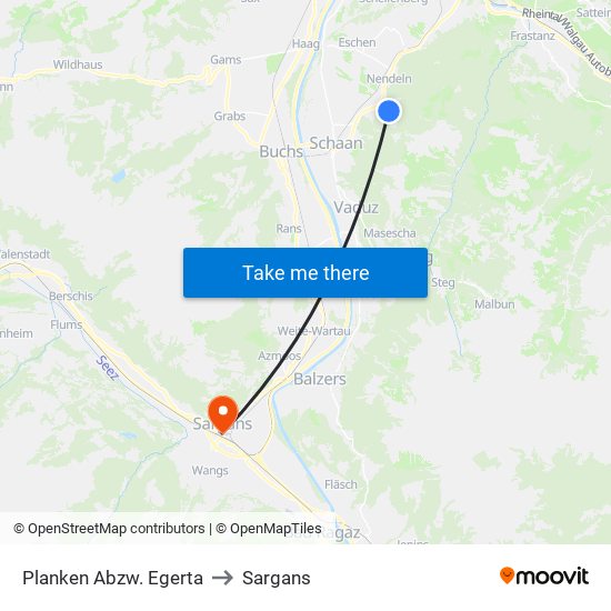 Planken Abzw. Egerta to Sargans map