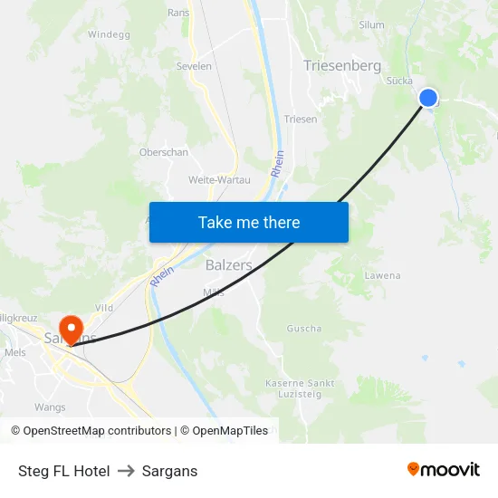 Steg FL Hotel to Sargans map