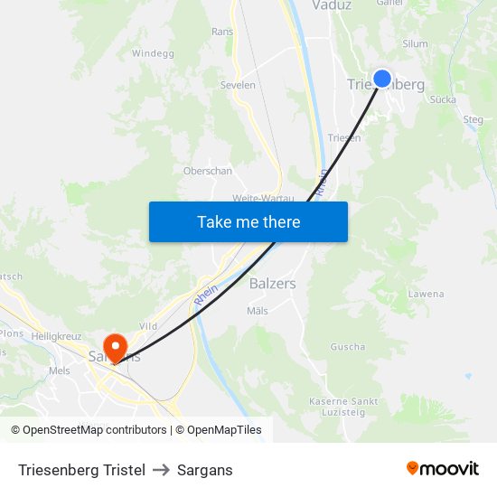 Triesenberg Tristel to Sargans map