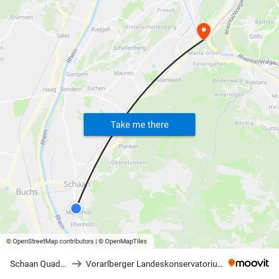 Schaan Quader to Vorarlberger Landeskonservatorium map