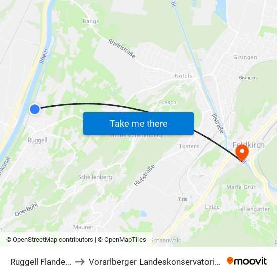 Ruggell Flandera to Vorarlberger Landeskonservatorium map