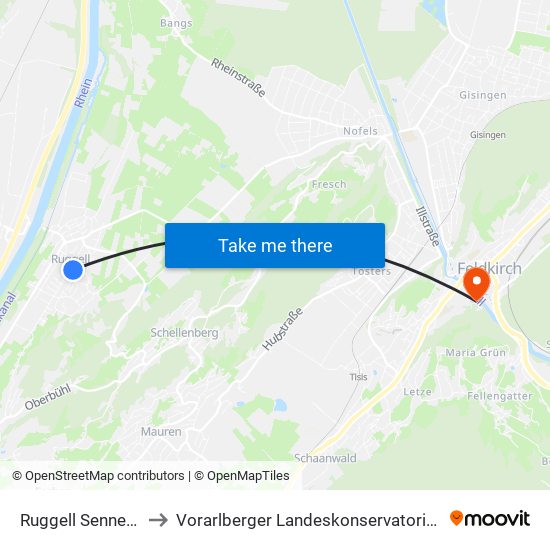 Ruggell Sennerei to Vorarlberger Landeskonservatorium map