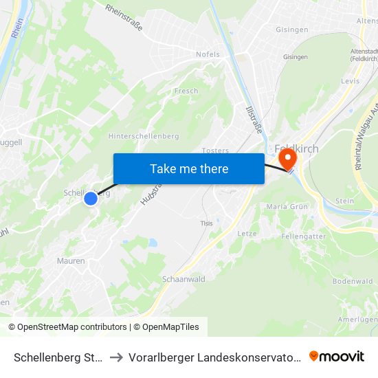 Schellenberg Stotz to Vorarlberger Landeskonservatorium map