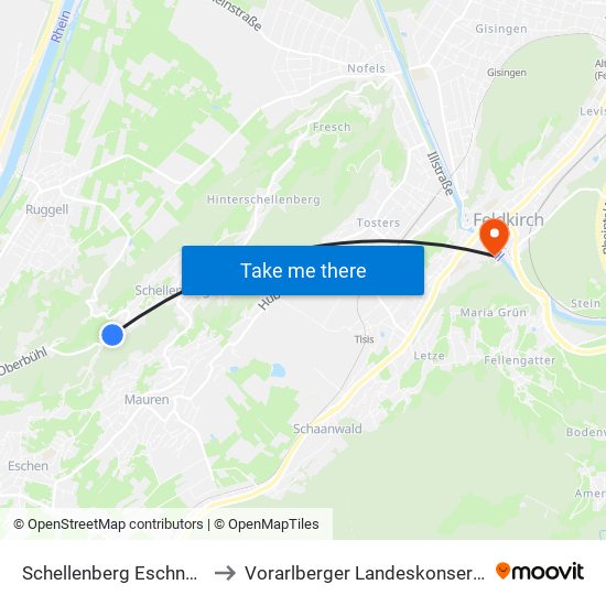 Schellenberg Eschner Rütte to Vorarlberger Landeskonservatorium map