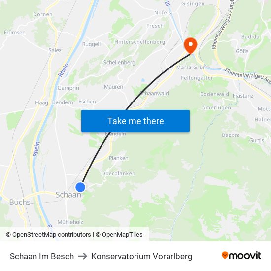 Schaan Im Besch to Konservatorium Vorarlberg map
