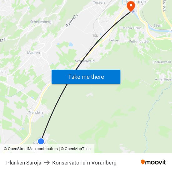 Planken Saroja to Konservatorium Vorarlberg map