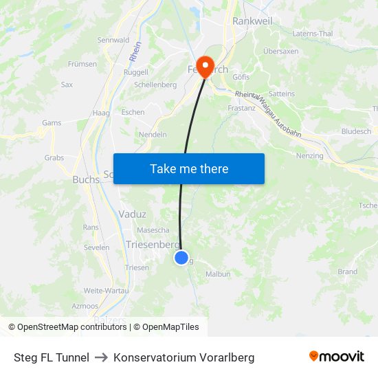 Steg FL Tunnel to Konservatorium Vorarlberg map