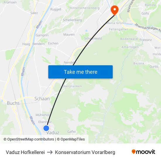 Vaduz Hofkellerei to Konservatorium Vorarlberg map