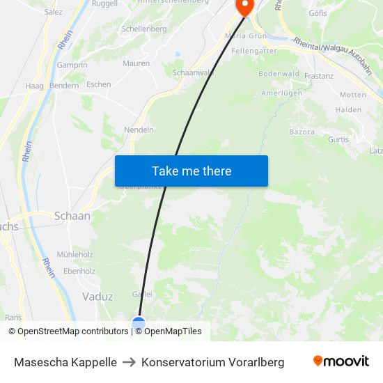 Masescha Kappelle to Konservatorium Vorarlberg map