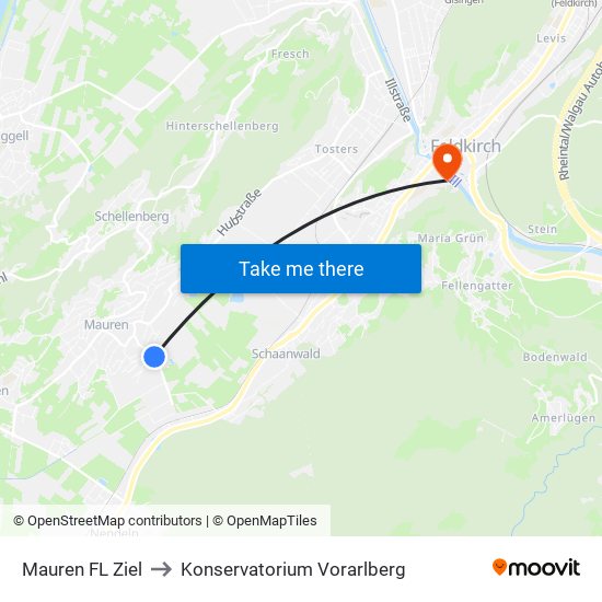 Mauren FL Ziel to Konservatorium Vorarlberg map