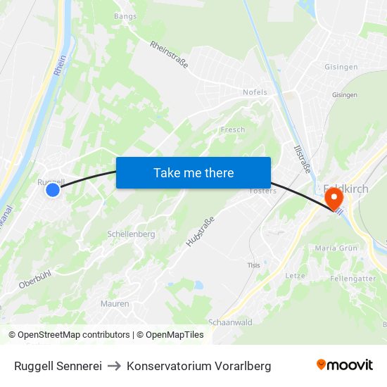 Ruggell Sennerei to Konservatorium Vorarlberg map