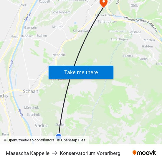 Masescha Kappelle to Konservatorium Vorarlberg map