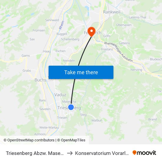 Triesenberg Abzw. Masescha to Konservatorium Vorarlberg map