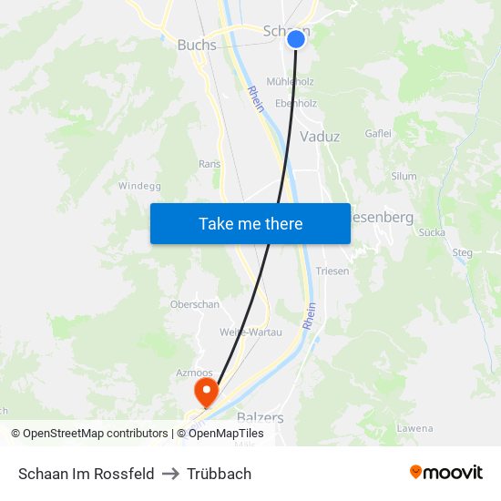 Schaan Im Rossfeld to Trübbach map