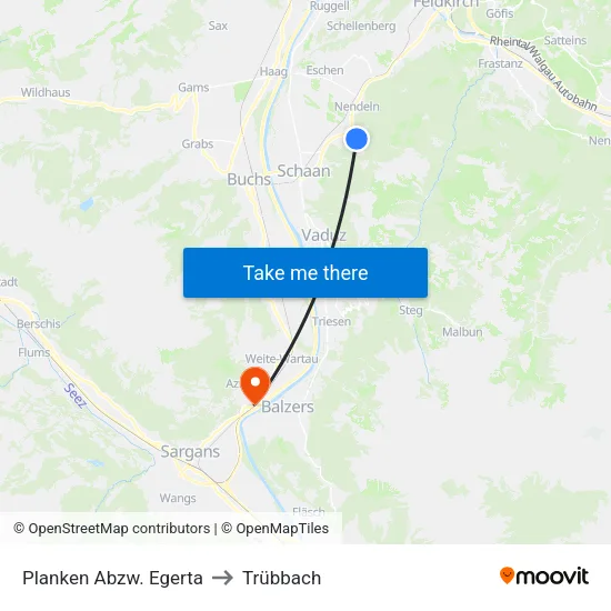 Planken Abzw. Egerta to Trübbach map