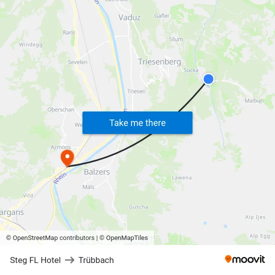 Steg FL Hotel to Trübbach map