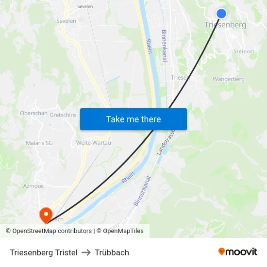 Triesenberg Tristel to Trübbach map