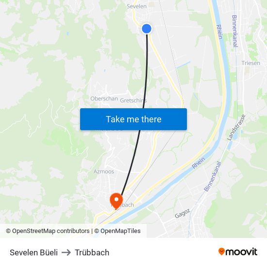 Sevelen Büeli to Trübbach map