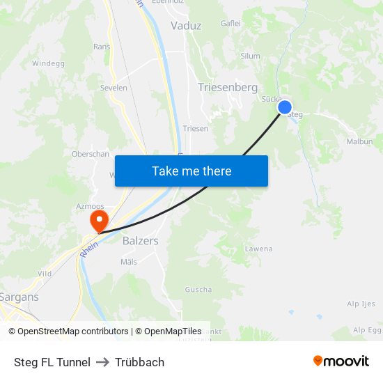 Steg FL Tunnel to Trübbach map