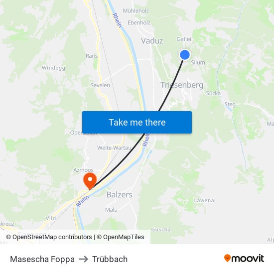 Masescha Foppa to Trübbach map