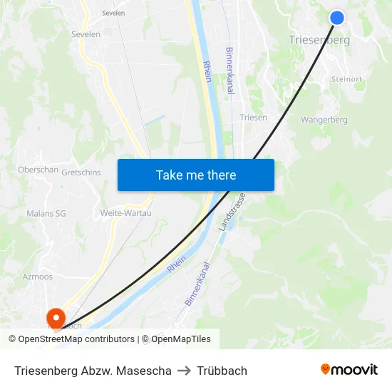 Triesenberg Abzw. Masescha to Trübbach map