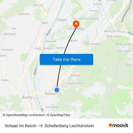 Schaan Im Besch to Schellenberg Liechtenstein map